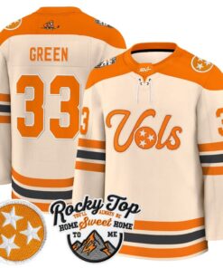 Patrick Green Jersey 33 Tennessee Volunteers 2025 26 Premium Stitched Cream
