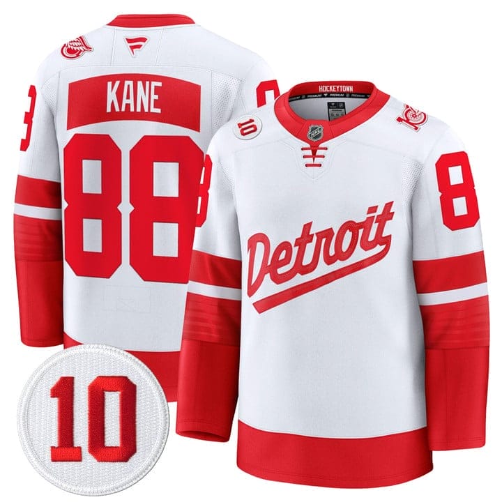 Patrick Kane Jersey #88 Detroit Red Wings #10 Alex Delvecchio Honoring Stitched - Image 4