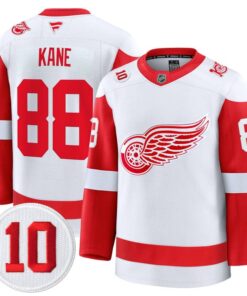 Alternative view of Patrick Kane Jersey #88 Detroit Red Wings #10 Alex Delvecchio Honoring Stitched