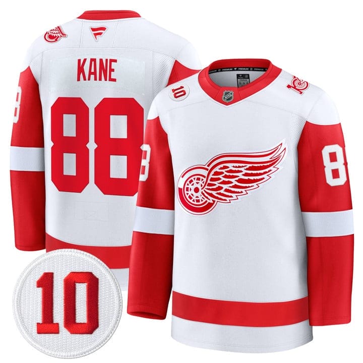Patrick Kane Jersey #88 Detroit Red Wings #10 Alex Delvecchio Honoring Stitched - Image 2