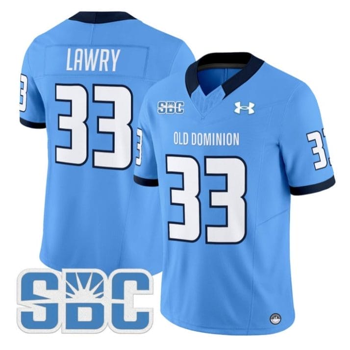 Ray Lawry Jersey #33 Old Dominion Monarchs 2025 Vapor Limited Stitched Blue 1 Ray Lawry Jersey #33 Old Dominion Monarchs 2025 Vapor Limited Stitched Blue