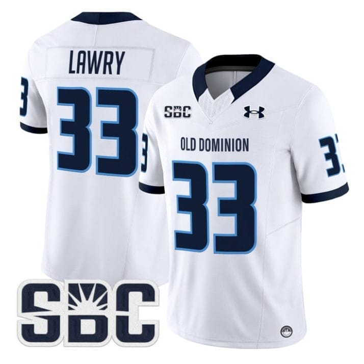 Ray Lawry Jersey #33 Old Dominion Monarchs 2025 Vapor Limited Stitched White 1 Ray Lawry Jersey #33 Old Dominion Monarchs 2025 Vapor Limited Stitched White