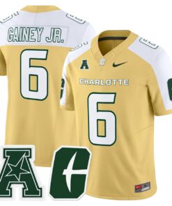 Alternative view of Rod Gainey Jr Jersey #6 Charlotte 49ers 2025 Vapor Limited Stitched