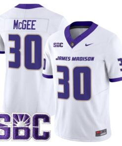 Scotty McGee Jersey 30 James Madison Dukes 2025 Vapor Stitched White