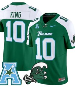Shaun King Jersey 10 Tulane Green Wave 2025 Vapor Limited Stitched Green Alter