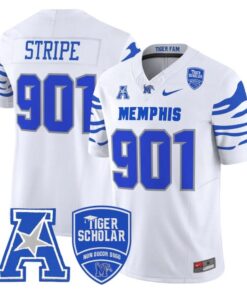 Stripe Jersey #901 Memphis Tigers 2025 Vapor Limited Stitched White