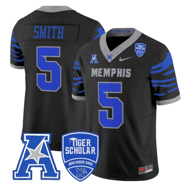 Sutton Smith Jersey #5 Memphis Tigers 2025 Vapor Limited Stitched Black 1 Sutton Smith Jersey #5 Memphis Tigers 2025 Vapor Limited Stitched Black