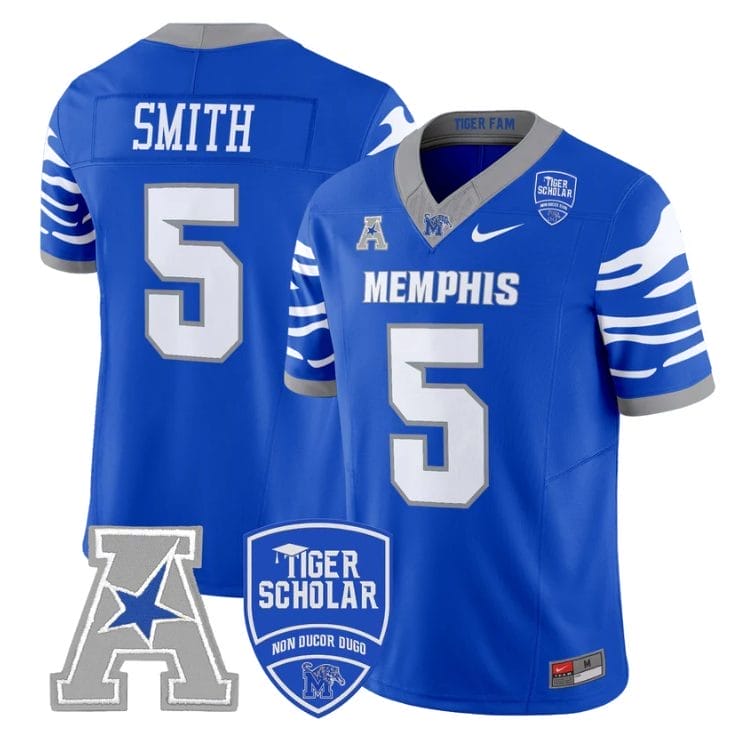 Sutton Smith Jersey #5 Memphis Tigers 2025 Vapor Limited Stitched Royal 1 Sutton Smith Jersey #5 Memphis Tigers 2025 Vapor Limited Stitched Royal