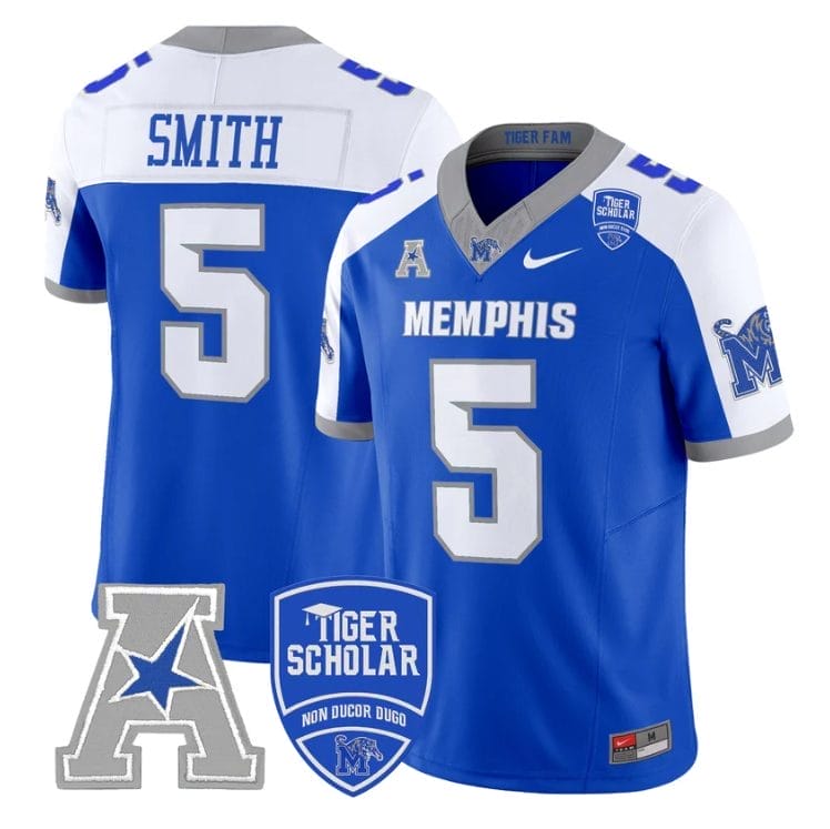 Sutton Smith Jersey #5 Memphis Tigers 2025 Vapor Limited Stitched Royal Alter 1 Sutton Smith Jersey #5 Memphis Tigers 2025 Vapor Limited Stitched Royal Alter