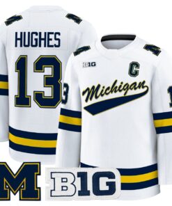 T.J. Hughes Jersey 13 Michigan Wolverines 2025 26 Premium Stitched White