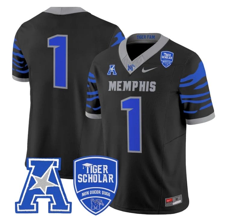 Team Jersey #1 Memphis Tigers 2025 Vapor Limited Stitched Black 1 Team Jersey #1 Memphis Tigers 2025 Vapor Limited Stitched Black