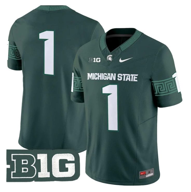 Team Jersey #1 Michigan State Spartans 2025 Vapor Limited Stitched Green 1 Team Jersey #1 Michigan State Spartans 2025 Vapor Limited Stitched Green