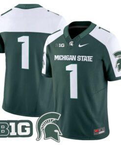 Team Jersey #1 Michigan State Spartans 2025 Vapor Limited Stitched Green Alter