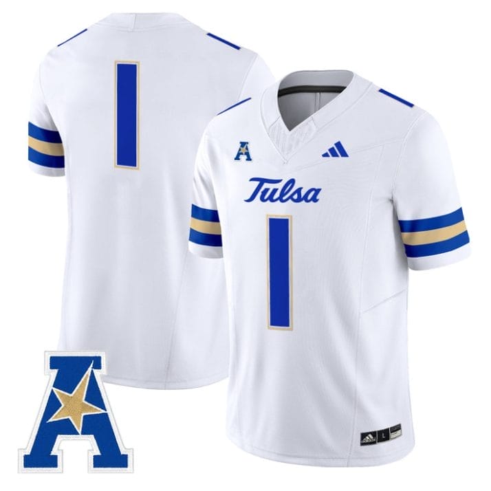 Team Jersey #1 Tulsa Golden Hurricane 2025 Vapor Limited Stitched White 1 Team Jersey #1 Tulsa Golden Hurricane 2025 Vapor Limited Stitched White