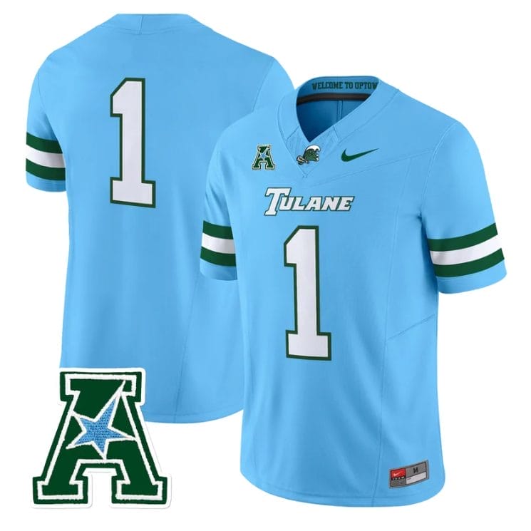 Team Jersey #1 Tulane Green Wave 2025 Vapor Limited Stitched 2 Team Jersey #1 Tulane Green Wave 2025 Vapor Limited Stitched - Image 2