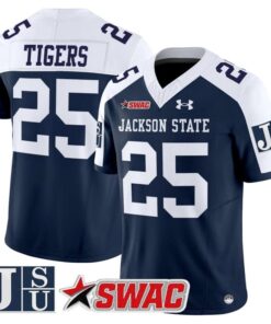 Tigers Jersey 25 Jackson State Tigers 2025 Vapor Limited Stitched Navy Alter