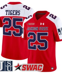Tigers Jersey 25 Jackson State Tigers 2025 Vapor Limited Stitched Red Alter