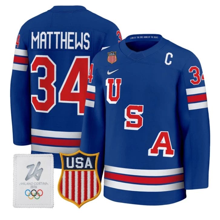 Auston Matthews Jersey #34 USA Olympic 2026 Premium Hockey All Stitched