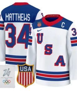 Alternative view of Auston Matthews Jersey #34 USA Olympic 2026 Premium Hockey All Stitched