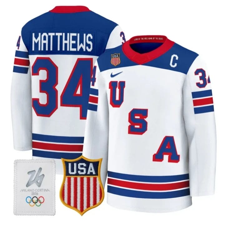 Auston Matthews Jersey #34 USA Olympic 2026 Premium Hockey All Stitched - Image 2