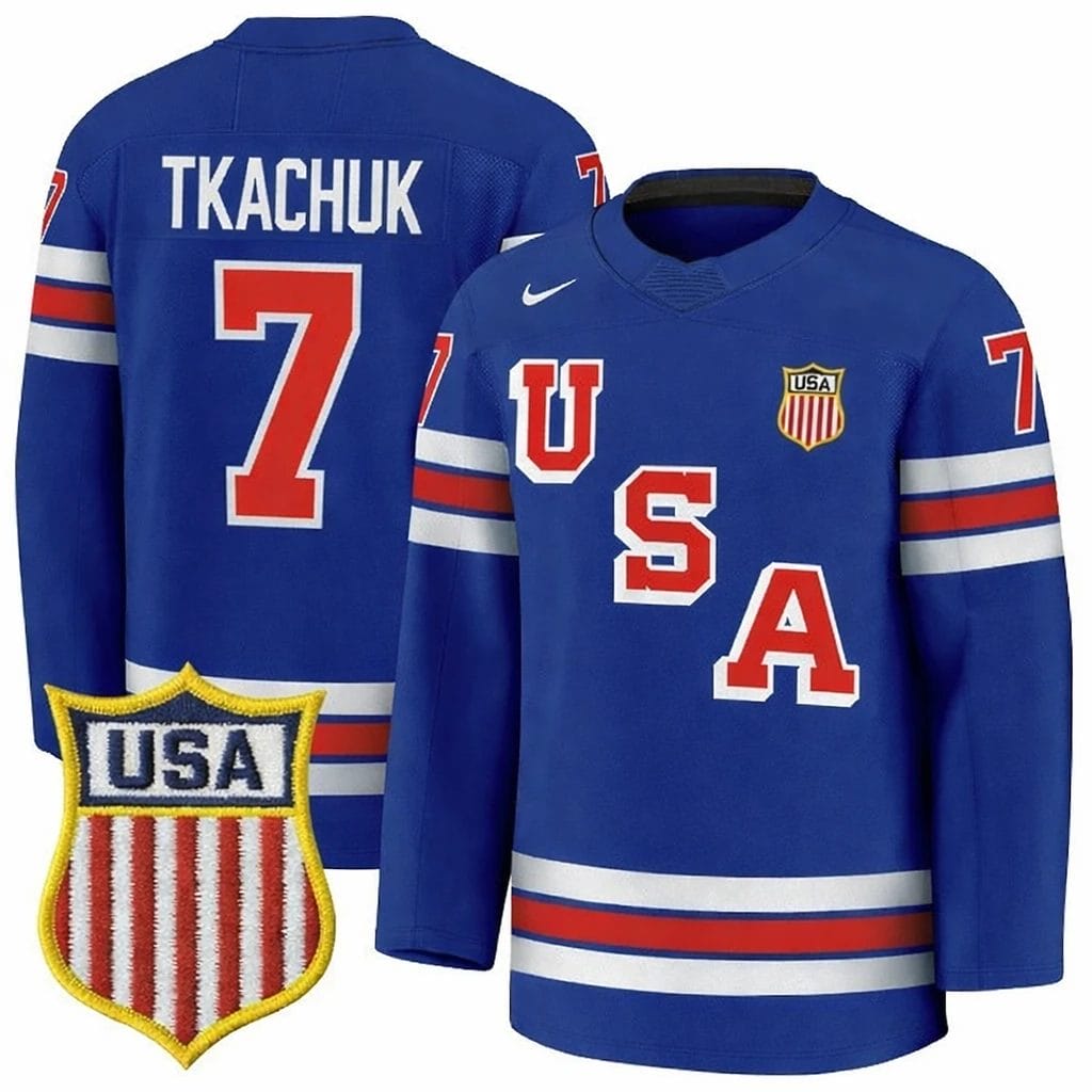Brady Tkachuk Jersey #7 Team USA Winter Olympics 2026 Hockey Premium STITCHED Blue 1 Brady Tkachuk Jersey #7 Team USA Winter Olympics 2026 Hockey Premium STITCHED Blue