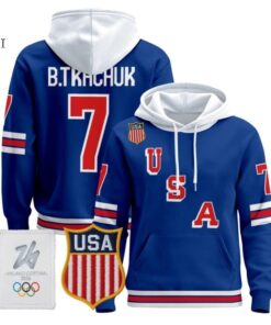 Brady Tkachuk #7 USA Olympic 2026 Premium Hockey Pullover Hoodie Stitched