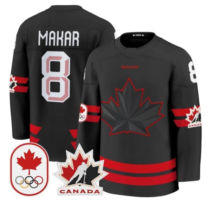 Cale Makar Jersey 8 Canada Olympic 2026 Premium Hockey All Stitched Black