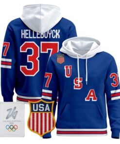Connor Hellebuyck #37 USA Olympic 2026 Hockey Pullover Hoodie Stitched