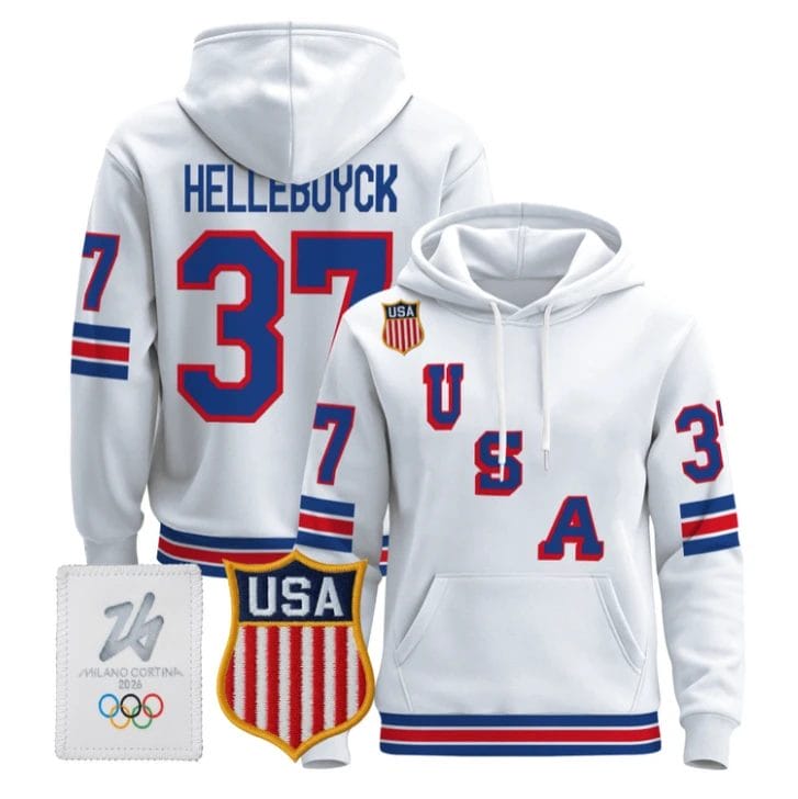 Connor Hellebuyck #37 USA Olympic 2026 Hockey Pullover Hoodie Stitched 2 Connor Hellebuyck #37 USA Olympic 2026 Hockey Pullover Hoodie Stitched - Image 2