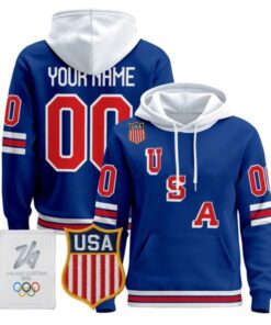 Custom USA Olympic Hoodie 2026 Premium Hockey Pullover All Stitched