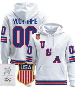 Alternative view of Custom USA Olympic Hoodie 2026 Premium Hockey Pullover All Stitched