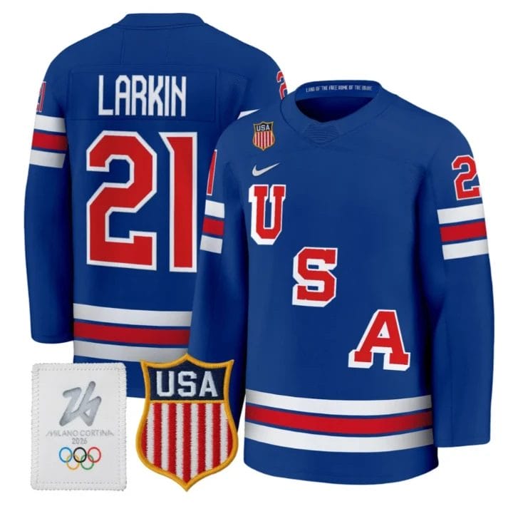 Dylan Larkin Jersey #21 USA Olympic 2026 Premium Hockey All Stitched 6 Dylan Larkin Jersey 21 USA Olympic 2026 Premium Hockey All Stitched Royal