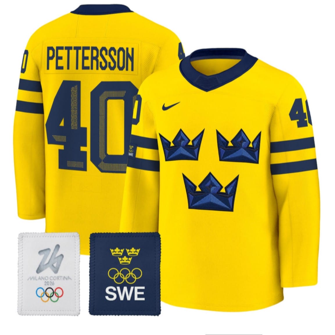 Elias Pettersson Jersey 40 Sweden Olympic 2026 Premium All Stitched Gold