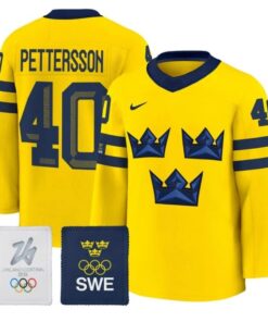 Elias Pettersson Jersey #40 Sweden Olympic 2026 Premium Hockey All Stitched