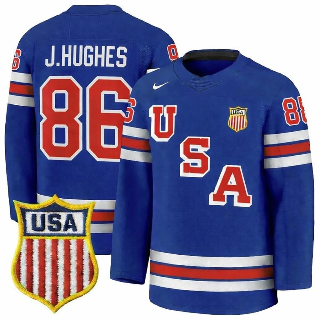 JackHughesJersey 86TeamUSAWinterOlympics2026HockeyPremiumSTITCHEDBlue