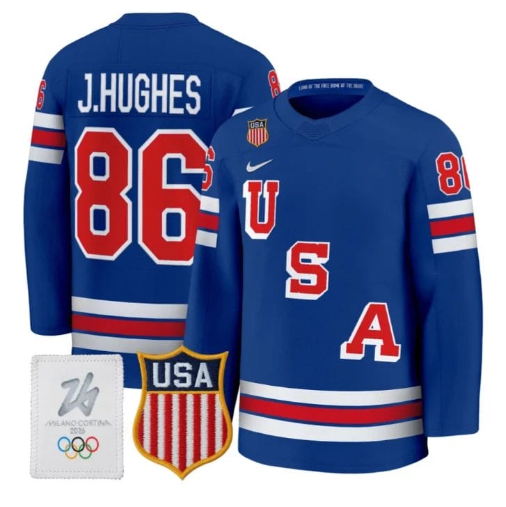 Jack Hughes Jersey #86 USA Olympic 2026 Premium Hockey All Stitched