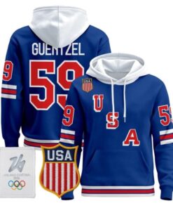 Jake Guentzel #59 USA Olympic 2026 Premium Hockey Pullover Hoodie Stitched