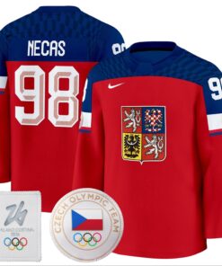 Martin Necas Jersey #98 Czechia Olympic 2026 Premium Hockey Stitched Red