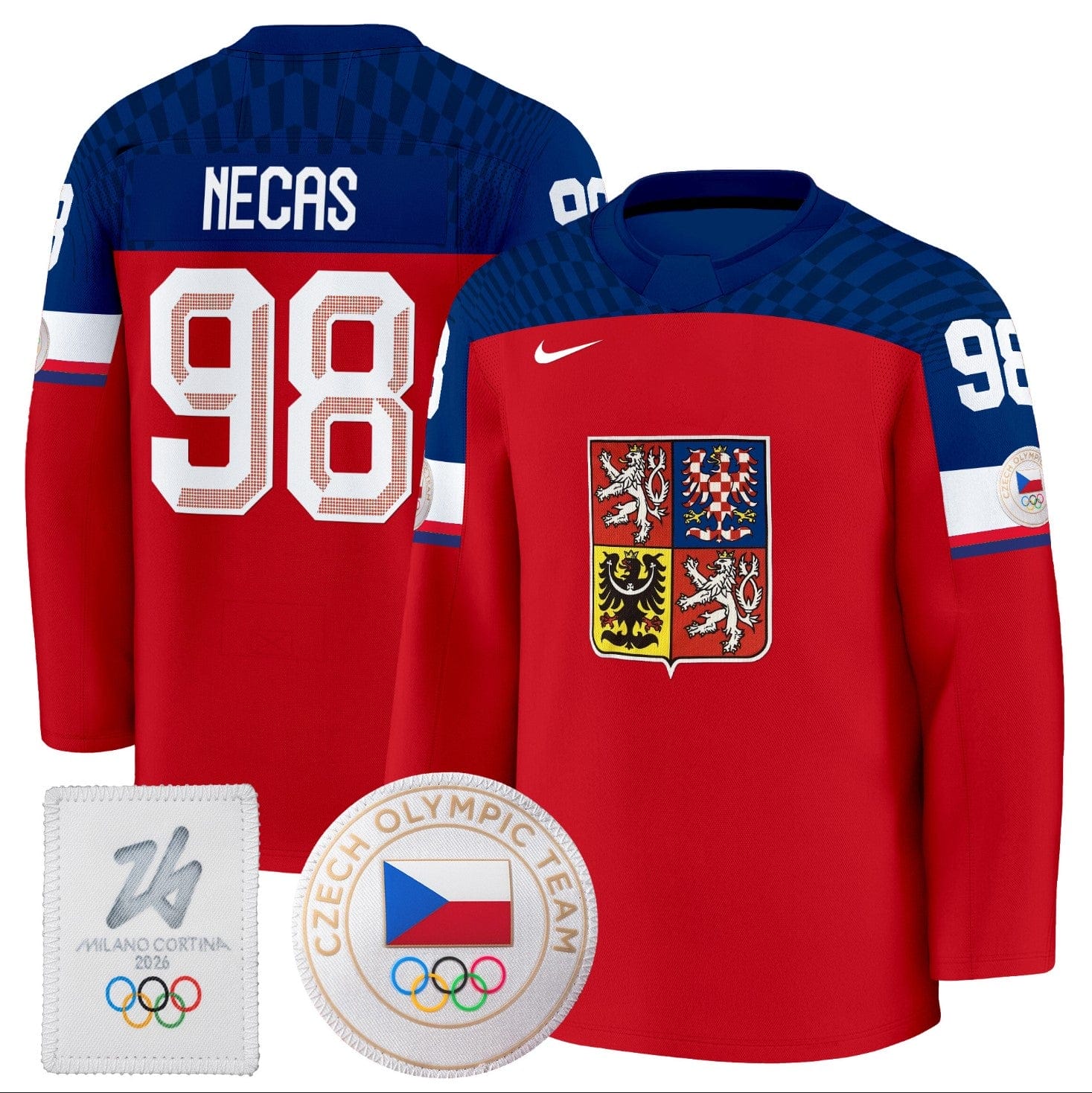 MartinNecasJersey 98CzechiaOlympic2026PremiumHockeyStitchedRed