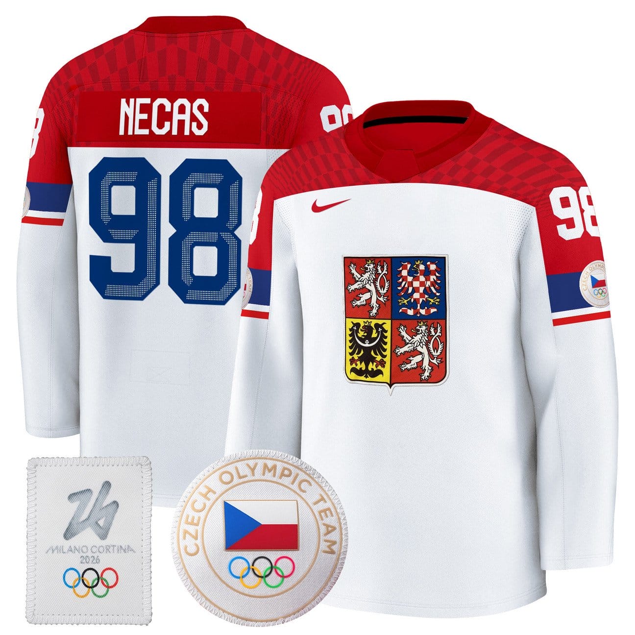MartinNecasJersey 98CzechiaOlympic2026PremiumHockeyStitchedWhite