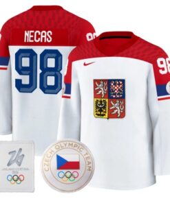 Alternative view of Martin Necas Jersey #98 Czechia Olympic 2026 Premium Hockey All Stitched