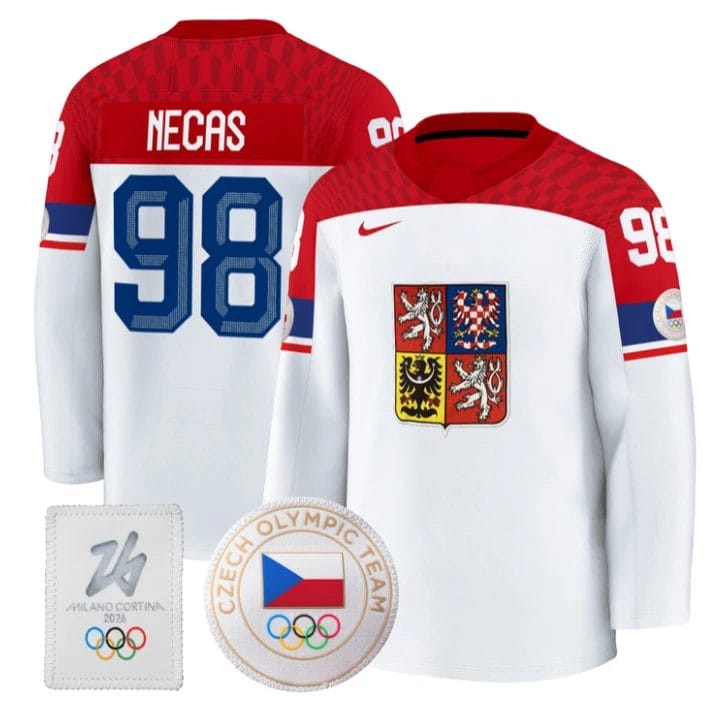 Martin Necas Jersey #98 Czechia Olympic 2026 Premium Hockey All Stitched - Image 2