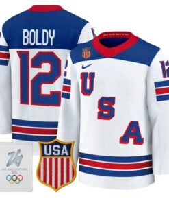 Alternative view of Matt Boldy Jersey #12 USA Olympic 2026 Premium Hockey All Stitched