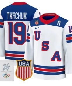 Alternative view of Matthew Tkachuk Jersey #19 USA Olympic 2026 Premium Hockey All Stitched