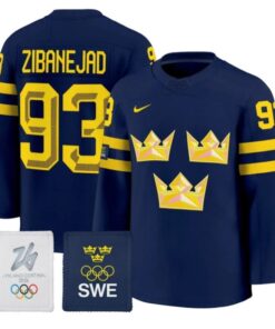 Alternative view of Mika Zibanejad Jersey #93 Sweden Olympic 2026 Premium Hockey All Stitched