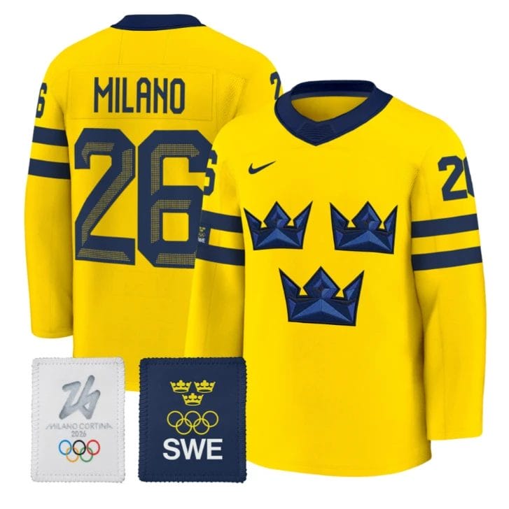Milano Jersey 26 Sweden Olympic 2026 Premium Hockey All Stitched Gold