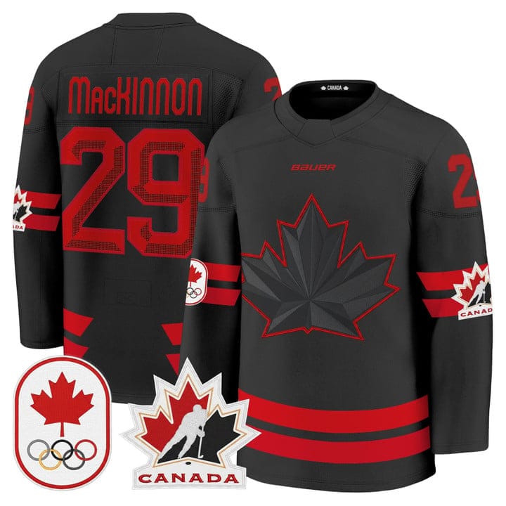Nathan MacKinnon Jersey #29 Canada Olympic Premium Hockey 2026 Stitched 9 Nathan MacKinnon Jersey 29 Canada Olympic Premium Hockey 2026 Stitched Black