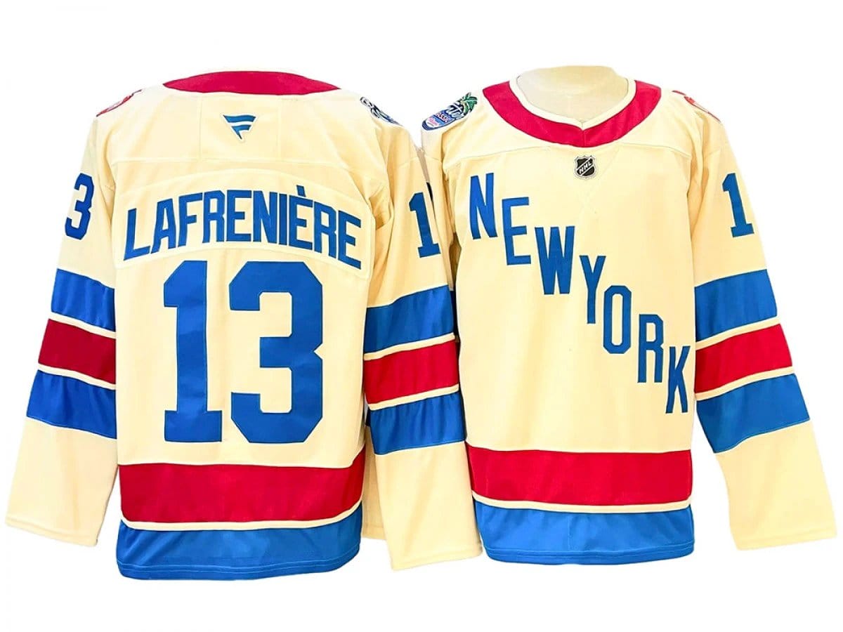 New York Rangers #13 Alexis Lafreniere Beige 2026 NHL Winter Classic Jersey 1 New York Rangers #13 Alexis Lafreniere Beige 2026 NHL Winter Classic Jersey
