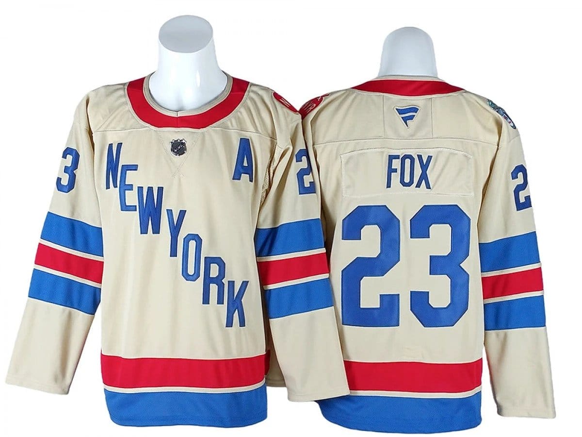 New York Rangers #23 Adam Fox Beige 2026 NHL Winter Classic Jersey 1 New York Rangers #23 Adam Fox Beige 2026 NHL Winter Classic Jersey