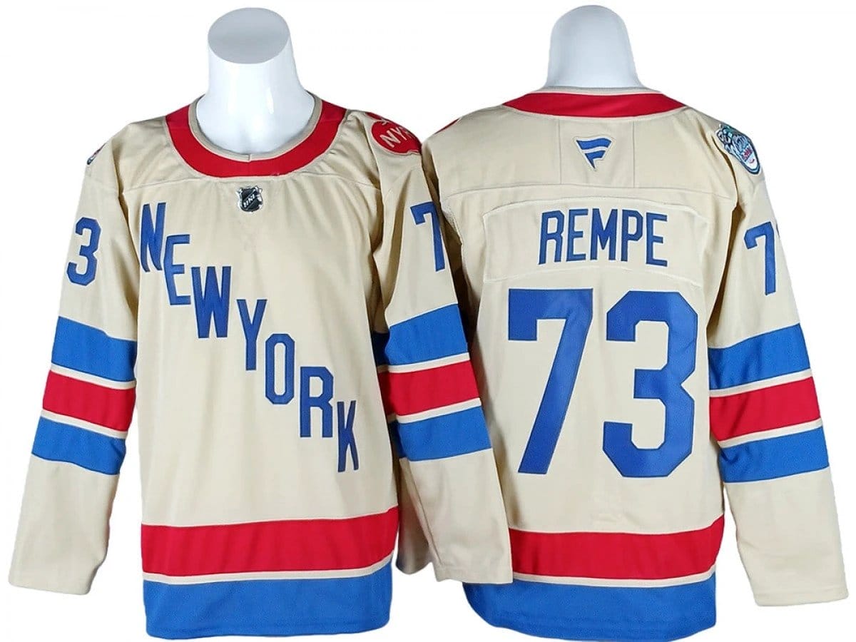 New York Rangers #73 Matt Rempe Beige 2026 NHL Winter Classic Jersey 1 New York Rangers #73 Matt Rempe Beige 2026 NHL Winter Classic Jersey